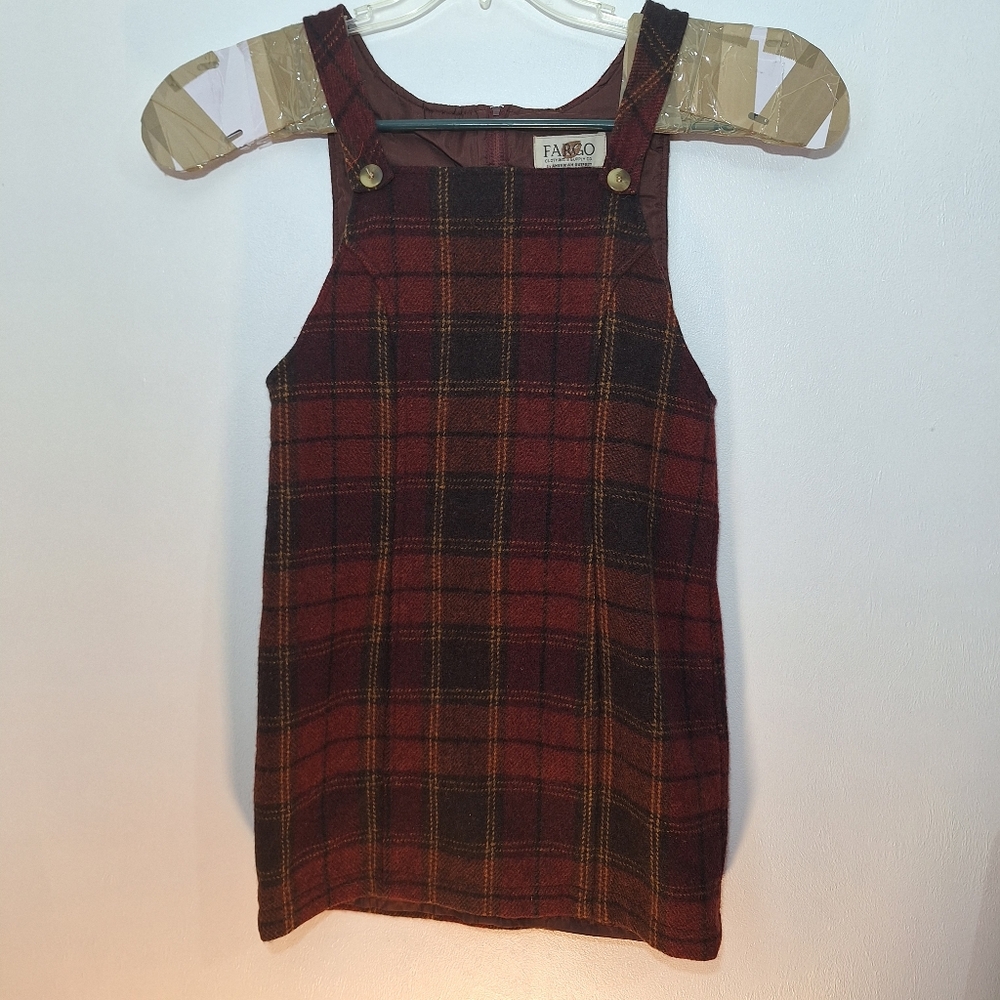 Fargo Wool Blend Plaid Jumper Mini Dress Women's Small Vintage Classic EUC